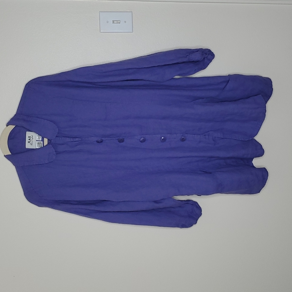 FLAX Cornflower Blue Linen Tunic Top